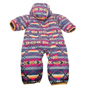 Columbia Down Snowsuit Bunting Arctic Fleece Lined‎ 6-12 Mo Aztec Colorful Warm